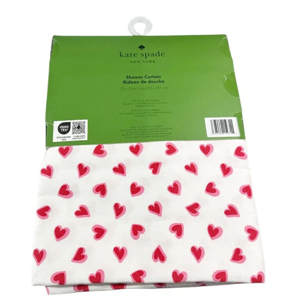 NEW Kate Spade BRUSHSTROKE HEARTS Shower Curtain